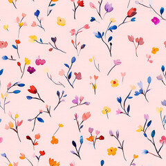 Seamless pattern with floral watercolor print hand painting with abstract flowers, design texture. Tileable Seamless pattern watercolor floral pattern for textile, stationery, wedding deisgn, fabric  