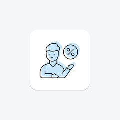 Employee Discount color shadow thinline icon , vector, pixel perfect, illustrator file