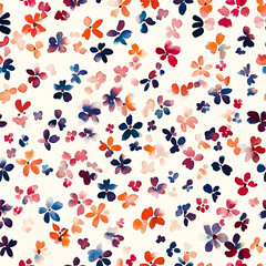 Seamless pattern with floral watercolor print hand painting with abstract flowers, design texture. Tileable Seamless pattern watercolor floral pattern for textile, stationery, wedding deisgn, fabric  