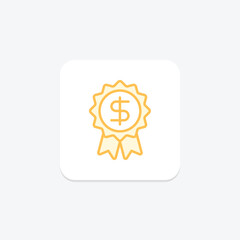 Medal Money duotone line icon , vector, pixel perfect, illustrator file