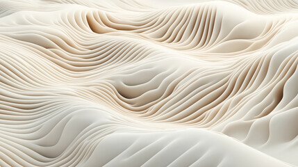 Obraz premium Abstract 3D wavy surface with layered beige and cream tones creating an undulating landscape pattern with smooth flowing lines and textures