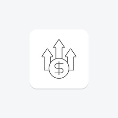 Money Grow thinline icon , vector, pixel perfect, illustrator file