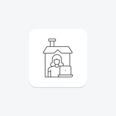 Work From Home thinline icon , vector, pixel perfect, illustrator file