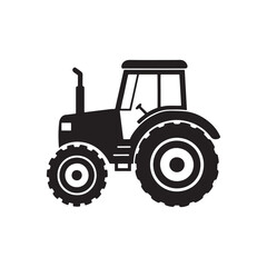 Obraz premium Farm Tractor silhouette vector, black and white silhouette, vector and&nbsp;illustration
