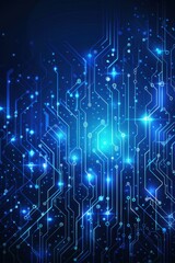 Obraz premium Abstract blue circuit board design with glowing dots and lines