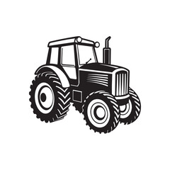 Obraz premium Farm Tractor silhouette vector, black and white silhouette, vector and&nbsp;illustration