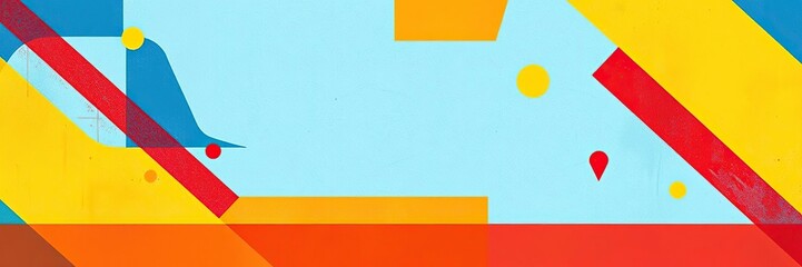 Abstract background with geometric shapes in blue, yellow, and red, blue