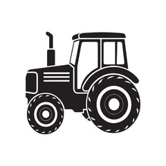 Obraz premium Farm Tractor silhouette vector, black and white silhouette, vector and&nbsp;illustration