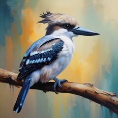  The image features a vibrant bluebird perched on a branch, set against a backdrop of a colorful sky.