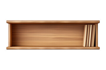 Brown Wooden Shiny Empty Bookshelf on Transparent Background 