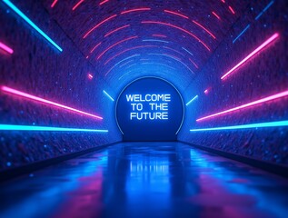 Neon-lit tunnel, welcoming visitors to the future.
