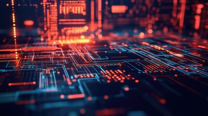 Obraz premium Abstract digital lock with binary code and circuit lines, symbolizing data security and tech innovation