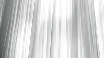 Obraz premium Modern vertical blinds in soft gray, hanging gracefully on a white background, perfect for sleek, contemporary interiors.