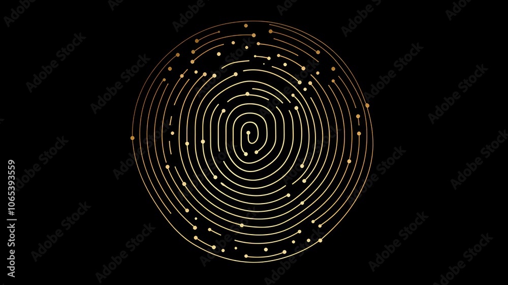 Aufkleber Digital fingerprint icon with data points and cyber grid, representing data security and identity protection