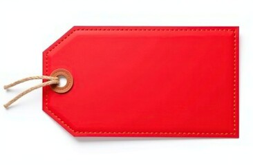 A vibrant red tag featuring a smooth surface and a secure tie, perfect for labeling items and enhancing organization. black background 