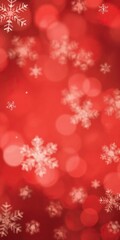 Abstract red bokeh snowflakes background with a touch of festive cheer, holiday