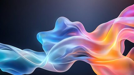 Fototapeta premium Vibrant neon gradients blend seamlessly with glossy glass like textures in this mesmerizing stock photo, set against a dramatic dark background
