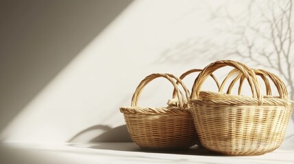 Obraz premium Collection of basket with shadow with space for text 