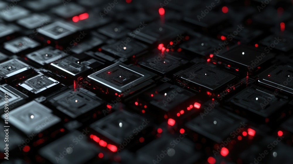 Leinwandbilder Grid of digital locks with binary code, technology security concept with modern tech design