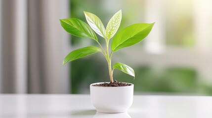 Vibrant Young Plant in a Bright Indoor Setting