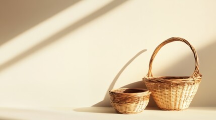 Fototapeta premium Collection of basket with shadow with space for text 
