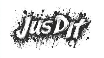 Fototapeta premium Hand Drawn Typographic Design with Black and White Brush Strokes