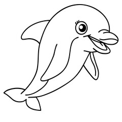 Cute dophin ocean animal doodle 