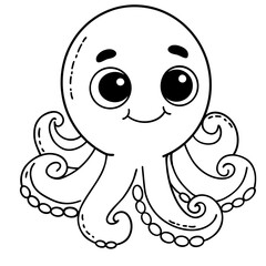 Cute octopus ocean animal doodle 