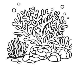 Cute coral and marine plants doodle 