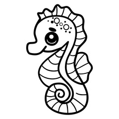 Cute sea horse ocean animal doodle 