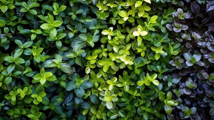 Obraz premium Vibrant green living wall adorned with lush, healthy plants and leaves