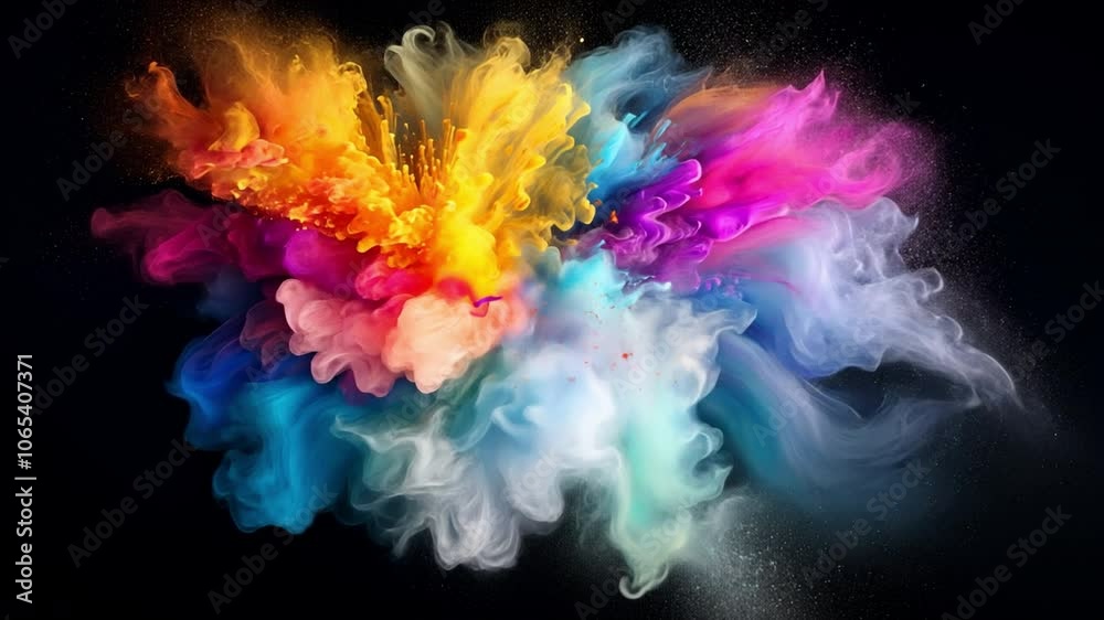 Aufkleber Chromatic Cloud Burst: An explosion of vibrant color in a dynamic, abstract composition.  Swirls of paint or ink create a captivating visual symphony.