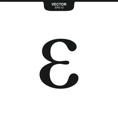 Naklejka premium Epsilon lowercase symbol, third letter of the Greek alphabet, value of three, finance and mathematics symbol