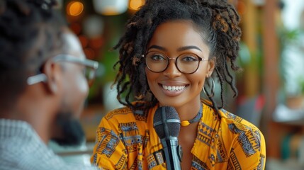 Obraz premium An engaging conversation between two friends in a vibrant café, highlighting joy and connection in the moment. Generative AI