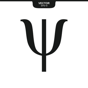 Psi lowercase symbol, third letter of the Greek alphabet, value of three, finance and mathematics symbol