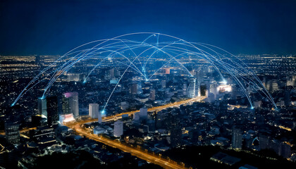 Obraz premium The Internet of Things (IOT) connects everyday objects to the web and enables data collection and automation, enhances efficiency, reducing costs and improving decision