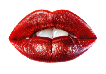 Lipstick Smudge in Vivid Red Shape of Lips