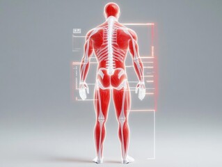 Human anatomy showcasing a detailed skeletal and muscular structure.