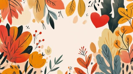 Obraz premium Autumn Leaves Floral Illustration - Abstract Botanical Art