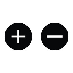Fototapeta premium Plus and minus icon set. Math symbol. Cancel, delete, exit negative line sign. Calculator button, business finance concept in vector on white background. Eps file 33.