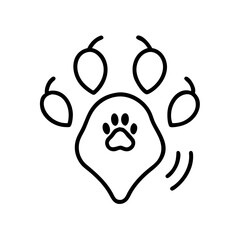 Naklejka premium Wildlife tracking paw print icon with modern design in black outline
