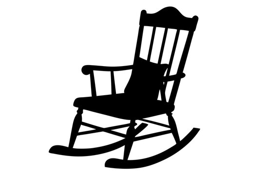 recommend clip art: Rocking chair silhouette on white background.