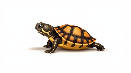 Baby box turtle depicted with brown and yellow patterns, ideal for nature-themed designs
