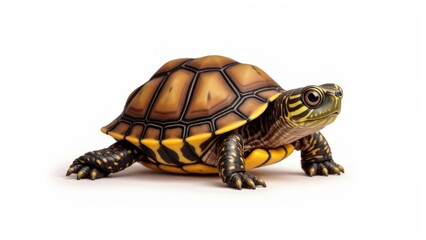 Obraz premium A charming baby box turtle illustrated with detailed shell patterns, ideal for children’s visuals