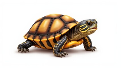 Obraz premium Illustration of a baby box turtle with fine detail, ideal for biology or nature education visuals