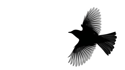 Silhouette of a Bird in Flight Over a Clear Sky