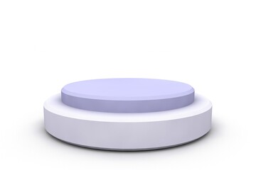 Minimalist 3D podium with a sleek, lavender and white circular design, perfect for showcasing products against a clean white background, offering a modern and elegant display setting.