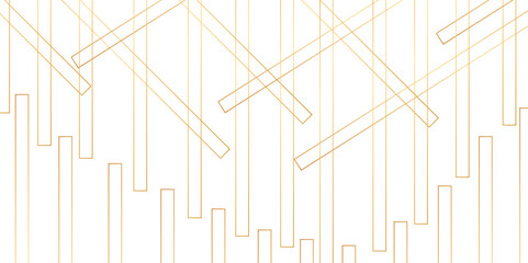 Fototapeta premium Geometric pattern of golden and white color of many squares and rectangle, realistic line wave geometric circle shape with modern minimal and clean white golden background, lines pattern texture.