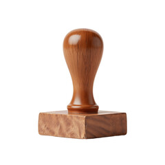 Wooden stamp with handle on a clean surface