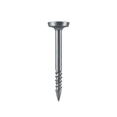 Close-up of a Silver Metal Screw with Threaded Shaft